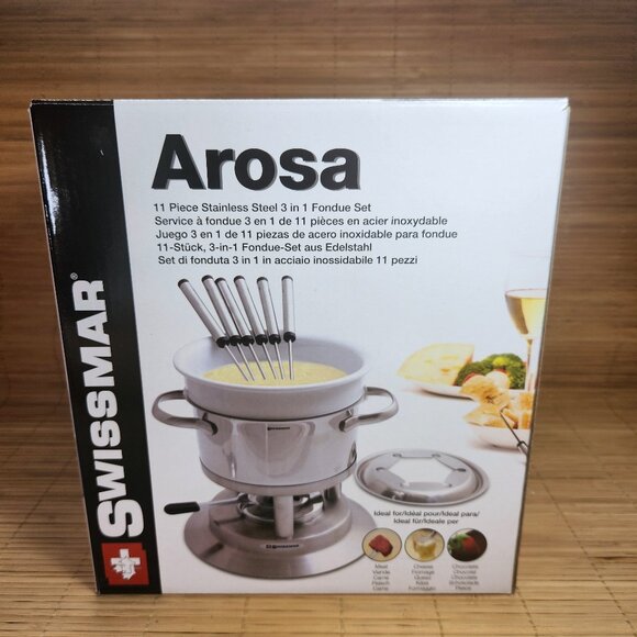 Swissmar Other - Fondue Set Swissmar Arosa Stainless Steel 11 Piece Meat Cheese Chocolate New